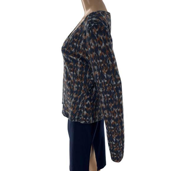 Anthropologie Pilcro Blue Notched Neck Waffle Knit Thermal Long Sleeve Top - Picture 7 of 11